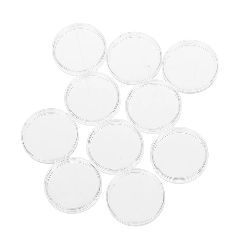 10pcs/pack průhledná devizy kapsle řemesel kontejnery storage/collection boxů držáky průměr 26mm kolo