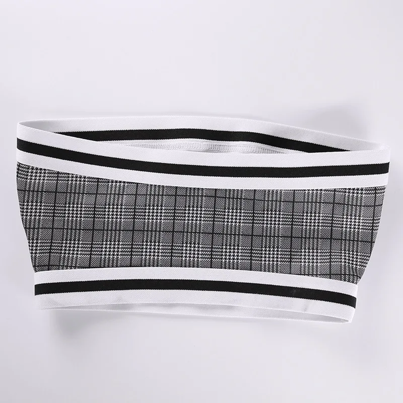 Focal20 Streetwear Summer Women Sexy Pilaid Strapless Tube Top Summer Patchwork Crop Top Skinny Cropped Tube Top Focal20 Streetwear Summer Women Sexy Pilaid Strapless Tube Top Summer Patchwork Crop Top Skinny Cropped Tube Top