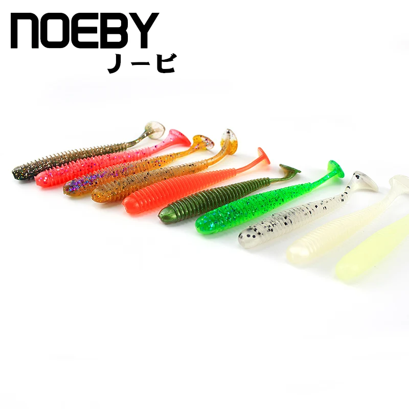 NOEBY 6 шт./лот Мягкая приманка 60 мм/1 г T хвост рыболовные приманки мягкий червь