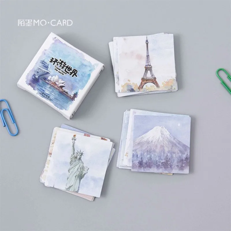 

1pcs 2018 Notebook Diary of Stickers Notepad Famous Building Paper Note Book Replaceable Stationery Gift Traveler Diary