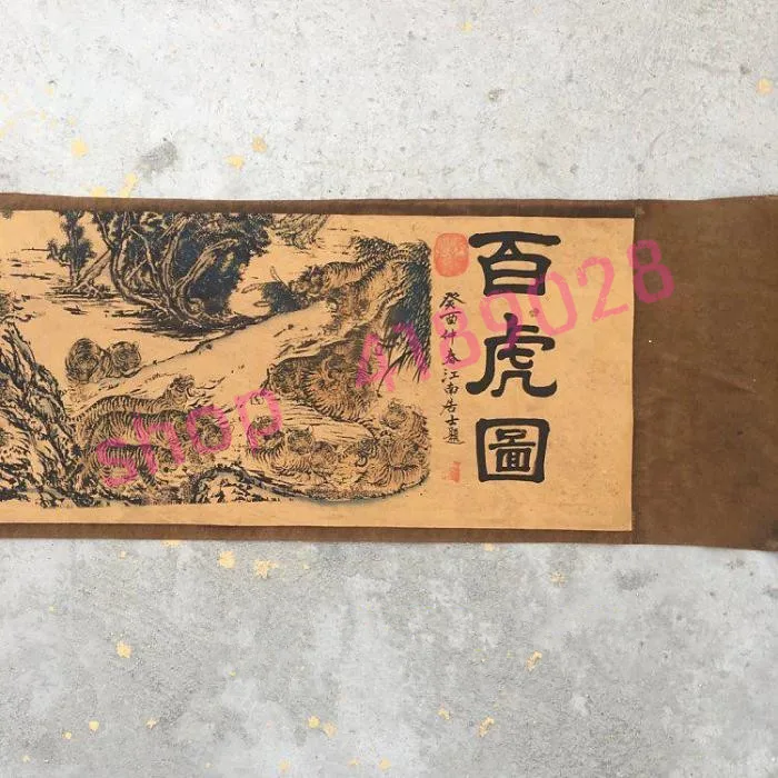 

Ancient calligraphy and paintings, 100 tigers pictures, living room decorative paintings, antiques Collectibles