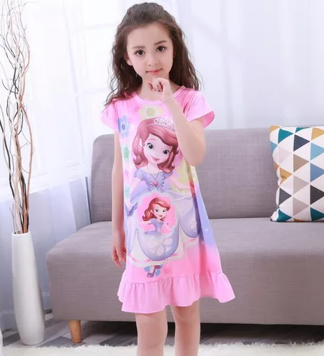 Лидер продаж, весенне-осенняя Трикотажная хлопковая детская ночная рубашка, платье принцессы с рисунком для девочек, одежда для сна, YW372 - Цвет: style 11