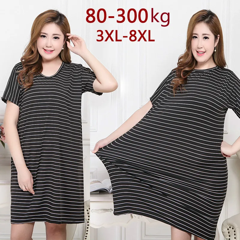 3XL-8XL, плюс размер, летнее повседневное платье,, новое, женское, в полоску, миди, свободное, стрейчевое платье, 6XL, 7XL, большой размер, черное, для девушек, ol платье