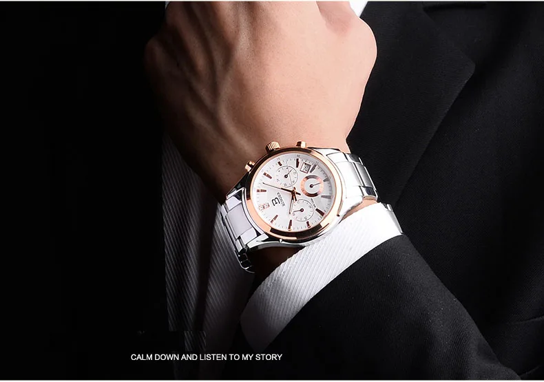 Binger, пара часов, швейцарские Роскошные Кварцевые водонепроницаемые мужские часы с ремешком из натуральной кожи, наручные часы с хронографом BG6019