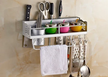 

1PC Space Aluminium Kitchen Shelf, kitchen rack Cooking Utensil Tools Hook Rack kitchen Holder & Storage KF 2002