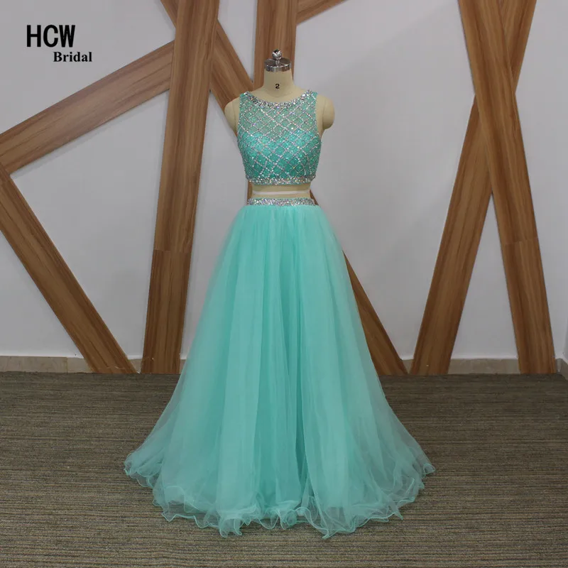 2 piece long prom dress