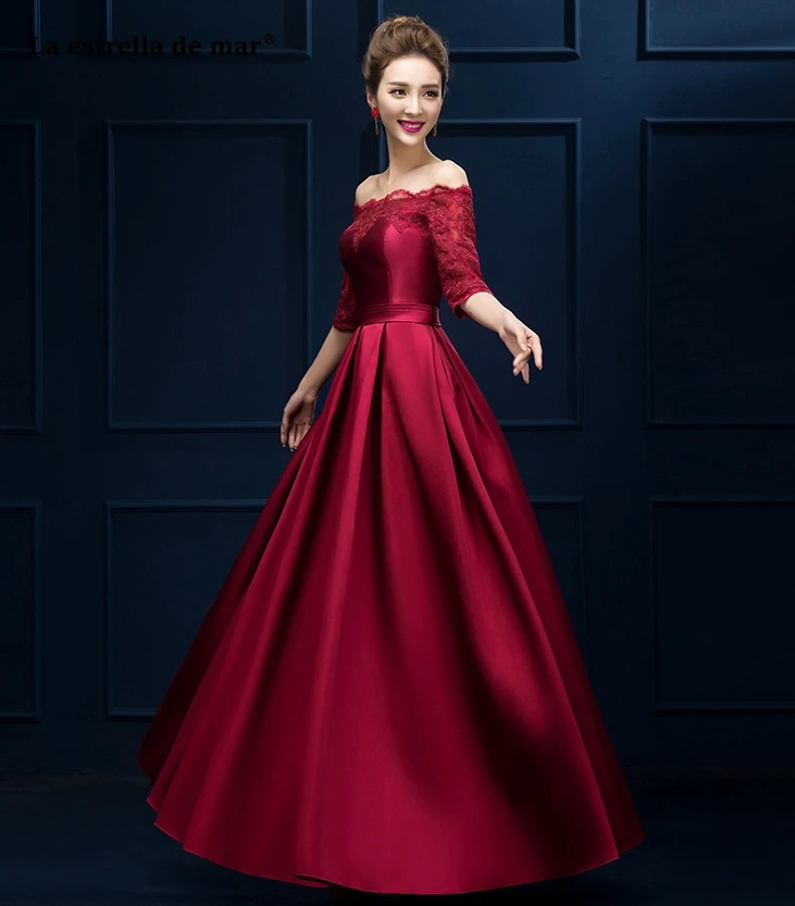 Эстрелья De Mar Vestido Madrinha Лидер продаж кружевное атласное с вырезом лодочкой