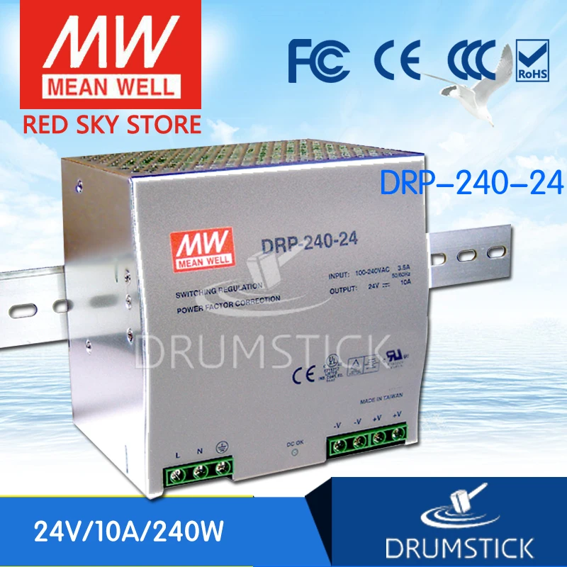 

MEAN WELL DRP-240-24 24V 10A meanwell DRP-240 240W Single Output Industrial DIN Rail Power Supply
