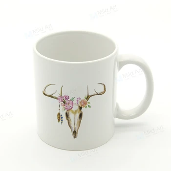 

Nordic Watercolor Bull Skull Dream Catcher Feather Kitchen Ceramic Water Cup Creative Girl Gifts Drinks Coffee Tea Milk Mugs Set