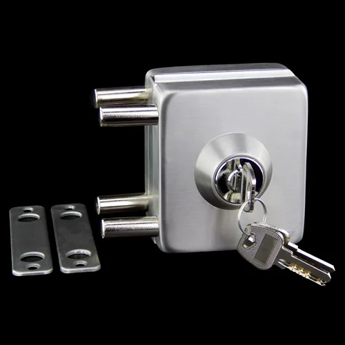 Single door Квадратный, толстый армированный стеклянный дверной замок, усиленный, sus304 нержавеющая сталь, нет необходимости открывать отверстия, бескаркасная стеклянная дверь, 10-12 мм - Цвет: Single door