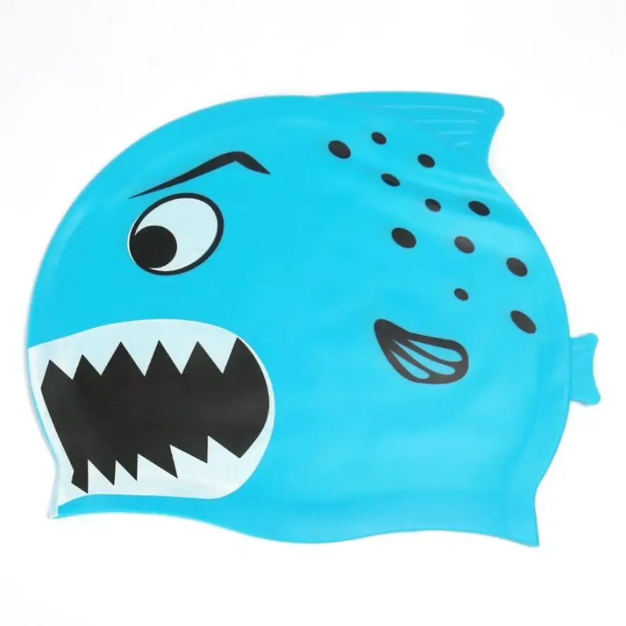 Новая детская Водонепроницаемая Плавательная шапочка с мультяшным животным для плавания, для бассейна, для пляжа, силиконовая Кепка s, для защиты ушей, длинные волосы для мальчиков и девочек - Цвет: 09 Shark Lake Blue