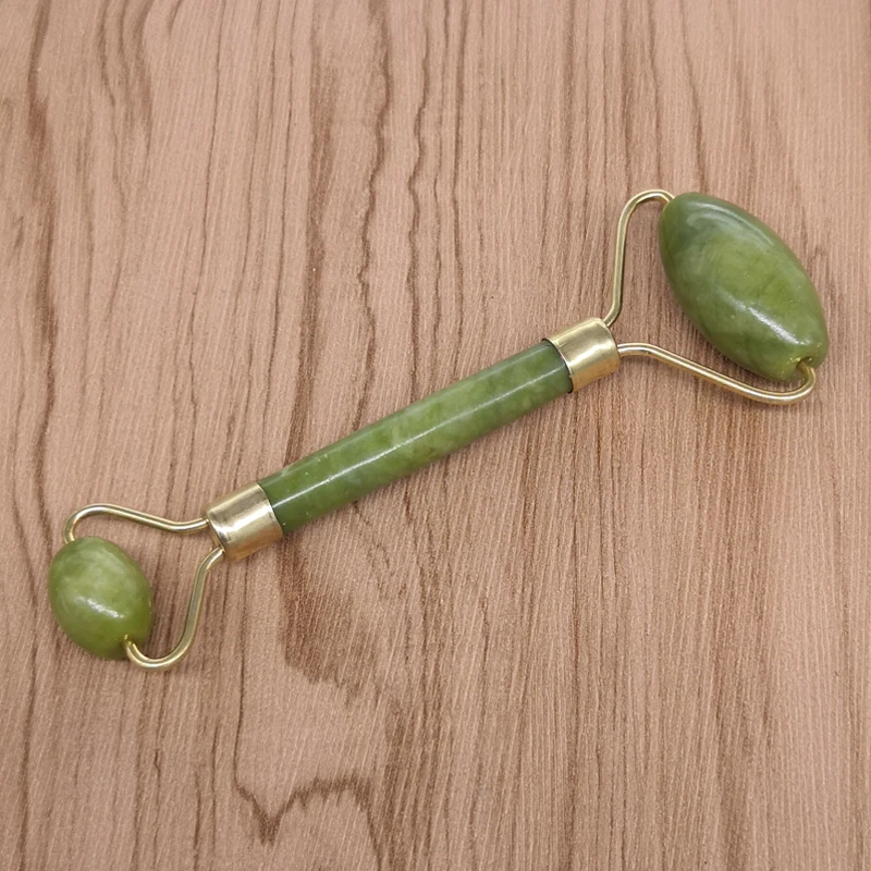 

Double Head Green Jade Facial Massage Roller Jade Stone Face Slimming Health Care Tool Body Head Neck Nature Massager Device