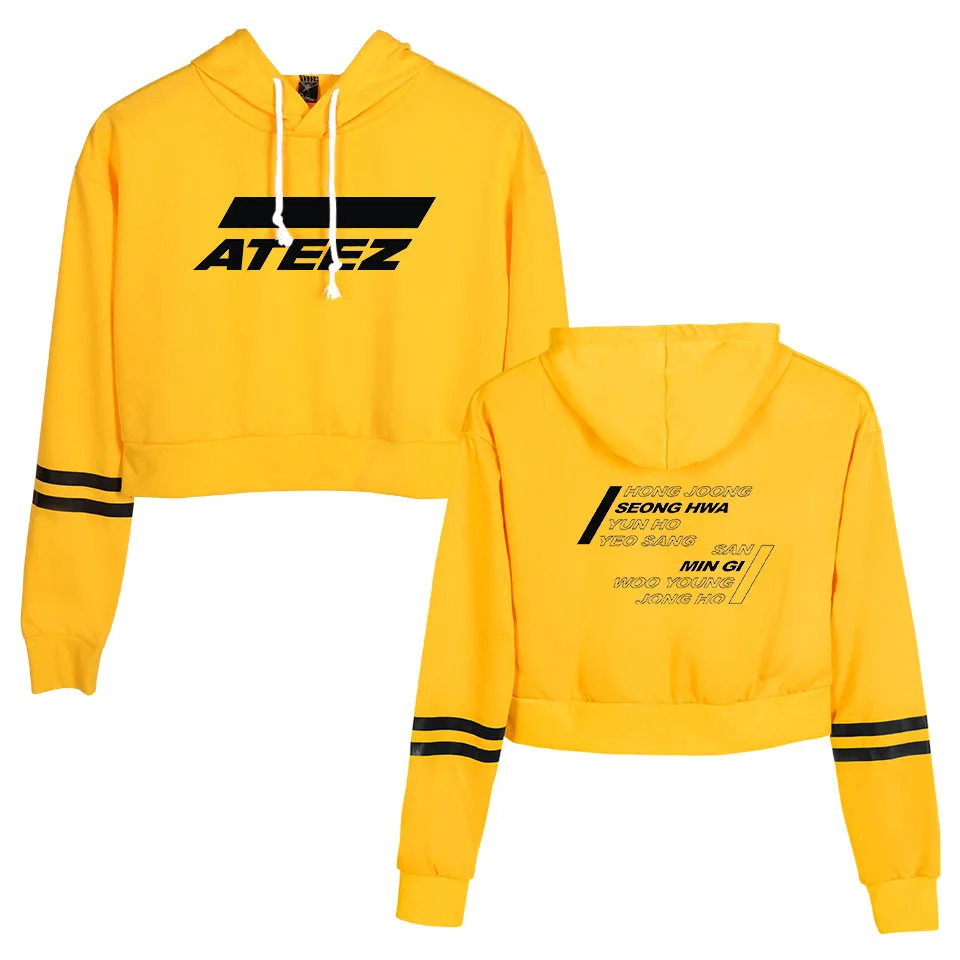 Корейская команда ATEEZ KPOP укороченная Толстовка Harajuku уличная хип хоп свитер с