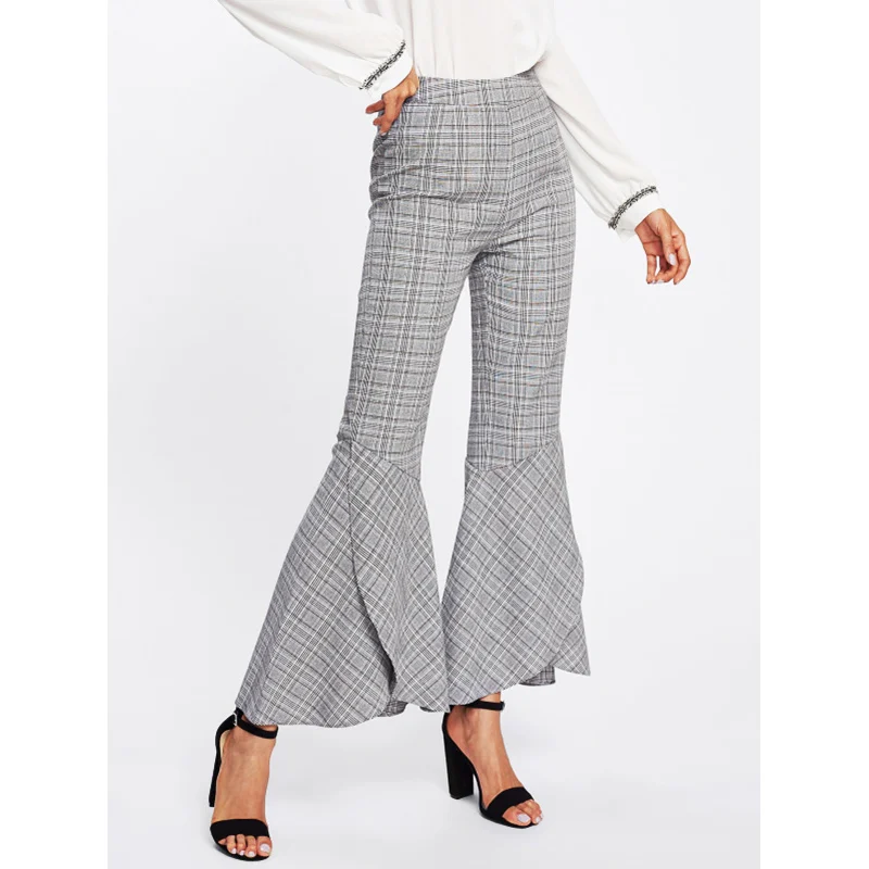 grey flared pants outfit