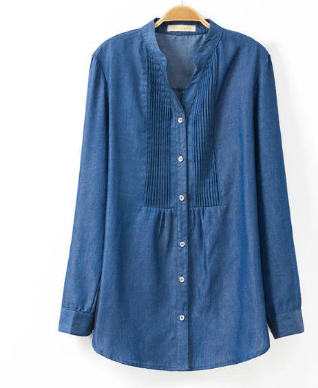 ladies frill denim shirt