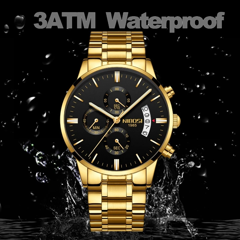  NIBOSI Mens Watches Top Luxury Brand Quartz Military Sport Watch Men Wristwatches Waterproof Male G
