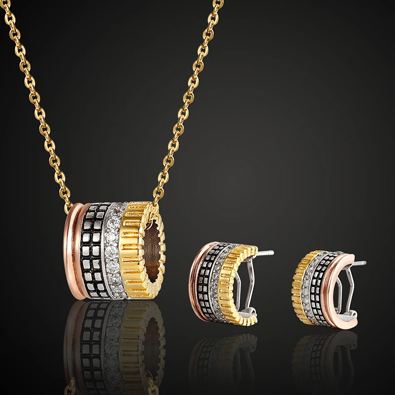 Theresa ювелирный бренд ювелирные изделия медь AAA вставки из циркония ожерелье с серьгой букерон Модный Ювелирный Набор