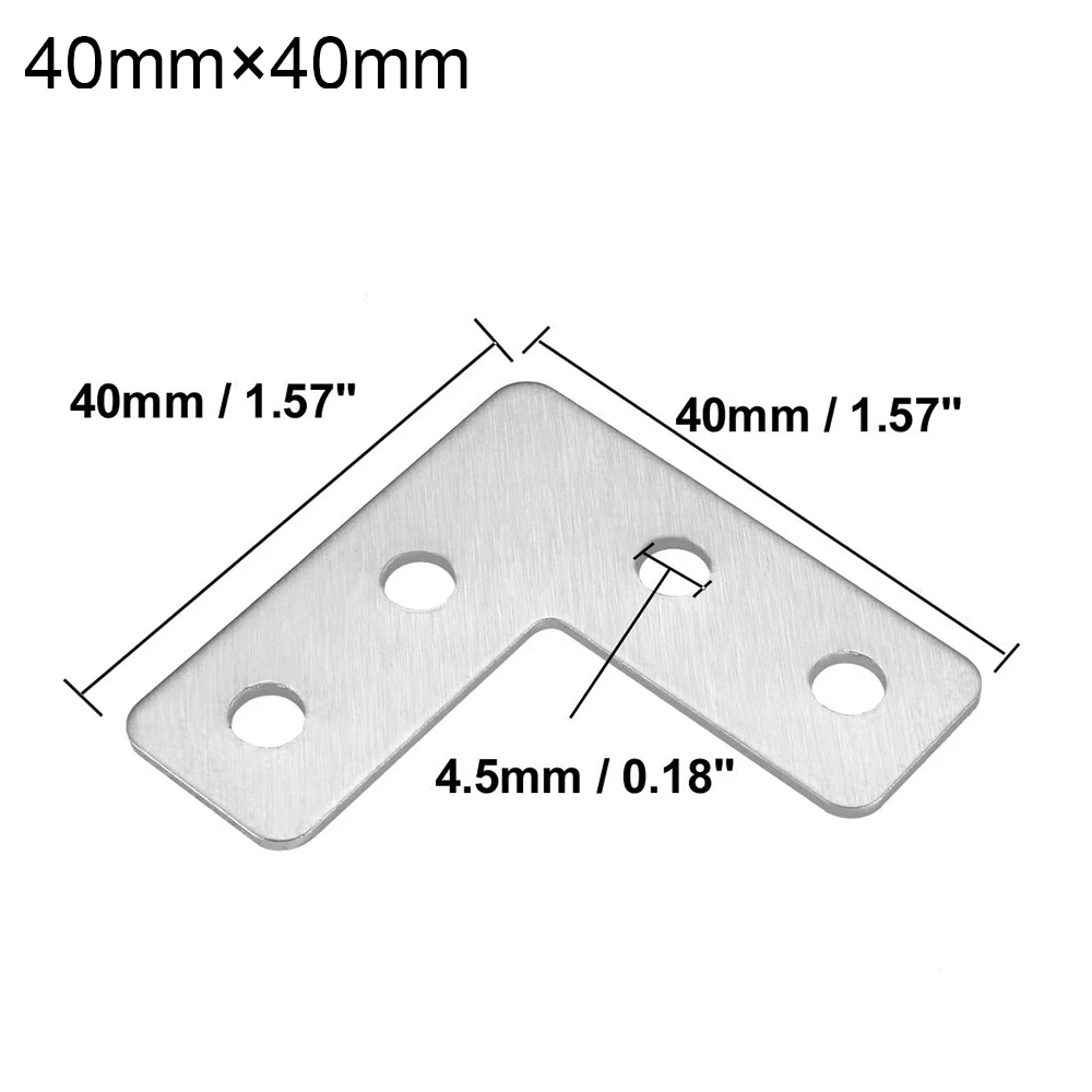 8 Pieces 10 Pieces 20Pieces Stainless Steel L-joint 90 Degree Right Angle Fixed Iron Plate Corner Bracket with Screws