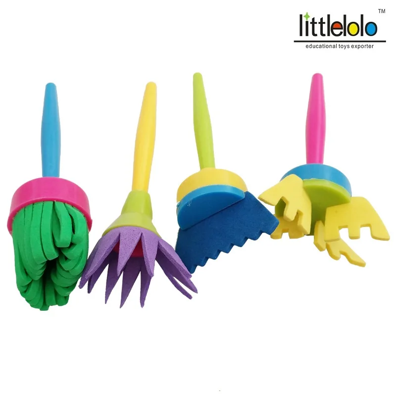 

baby kids educational toys Creative Flower Stamp Sponge Brush Set Art Supplies for Kids DIY Painting Tools drawing toys 20pcs