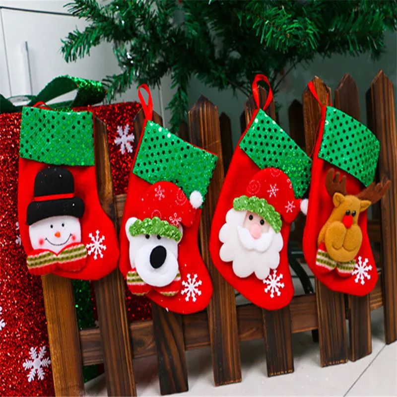 

Christmas Stocking New Year Gift Holders Reindeer Socks Xmas Tree Home Party Decor Santa Claus Hanging Decorations