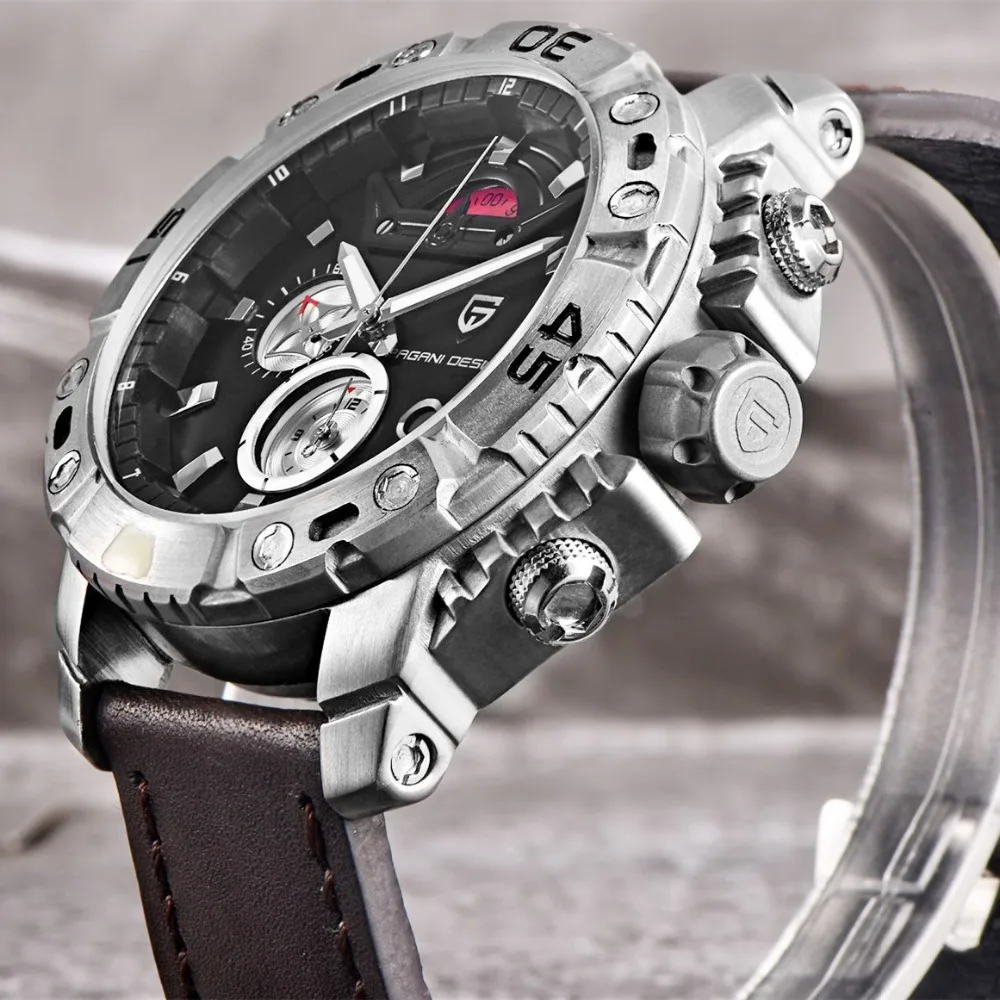 

PAGANI DESIGN Genuine leather Men's Multifunction Quartz Watch Waterproof Chronograph Sports Watches Men clock reloj hombre