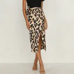 Новые для женщин Летние шифоновые Леопардовый длинные юбки для дам Высокая талия Макси юбки Модные леопардовые тренд Saia Longa #8
