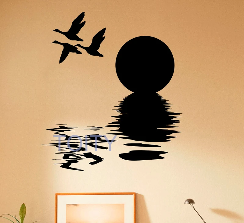 cheap Wild Goose Wall Stickers Sunset Vinyl Decals Nursery Decor Home Room Interior Nature Design Art Murals for Children Kids Bedroom
