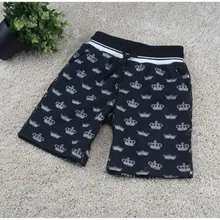 Новые брендовые шорты для маленьких девочек и мальчиков, детские черные штаны шорты для активного отдыха с завязками высококачественные шорты с принтом короны