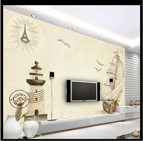 

Customized 3d wallpaper 3d tv wall paper murals Sailing the lighthouse adornment picture wallpaper