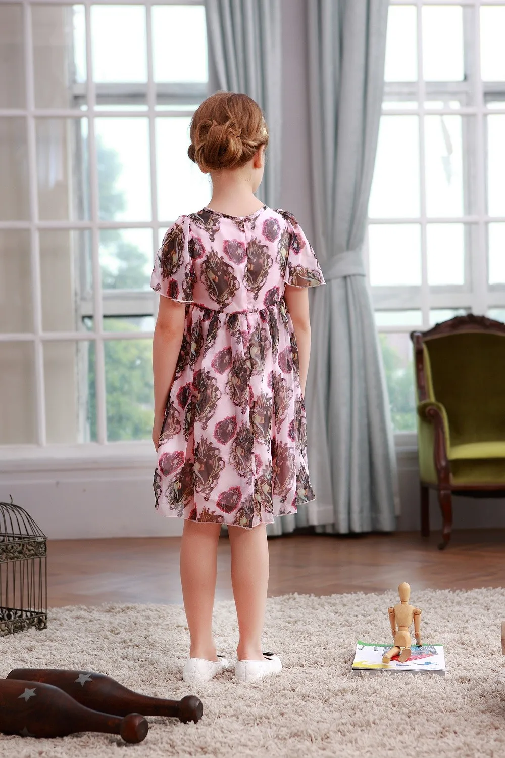 W. L. MONSOON/летнее платье для маленьких девочек коллекция года, Брендовое детское платье костюм принцессы, халат Fille с принтом, Vestido, Детские платья для девочек