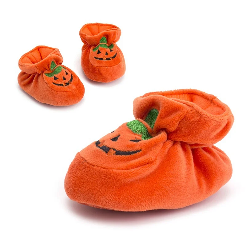 

Hot Newborn Warm Non-slip Soft Bottom Halloween Pumpkin Shoes Toddler Shoes 2018 New Baby Shoes Infant First Walkers 0-1Y F