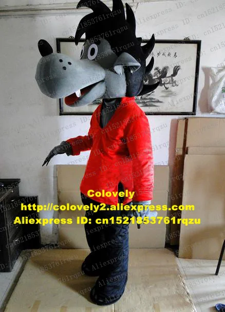 Clever Gray Timber Grey Wolf Coyote Mascot Costume Cartoon