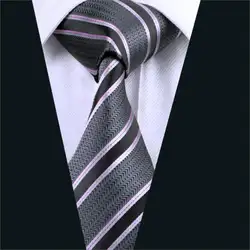 Dh-226 Для мужчин S шелковый галстук черный в полоску галстук 100% шелк жаккард Галстуки для Для мужчин Бизнес Свадебная нарядная одежда