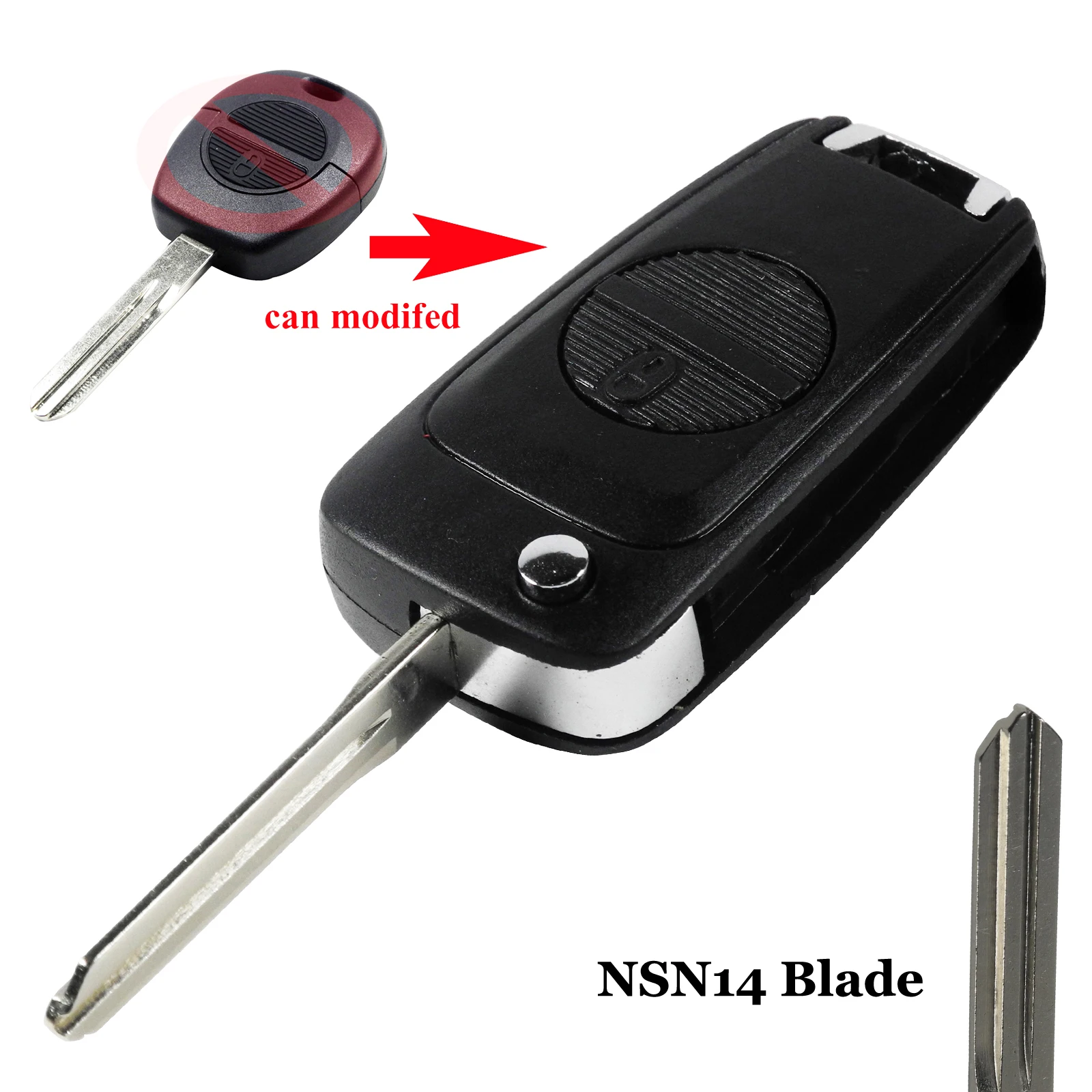 Jingyuqin 10 шт./лот, модифицированный флип-чехол для ключей автомобиля, 2 кнопки для Nissan Almera Primera X-Trail A33 NSN14/11, складной брелок - Количество кнопок: NSN14