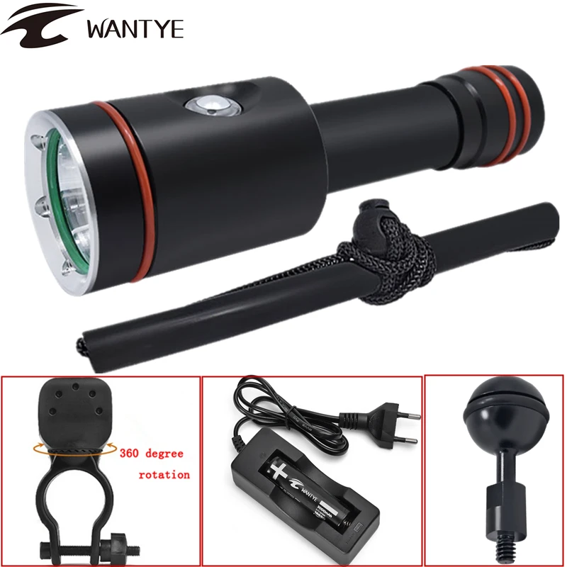 

Powerful LED Diving Flashlight 18650 XML L2 8000LM Diving Torch 100M Underwater Flash light Waterproof lamp lantern