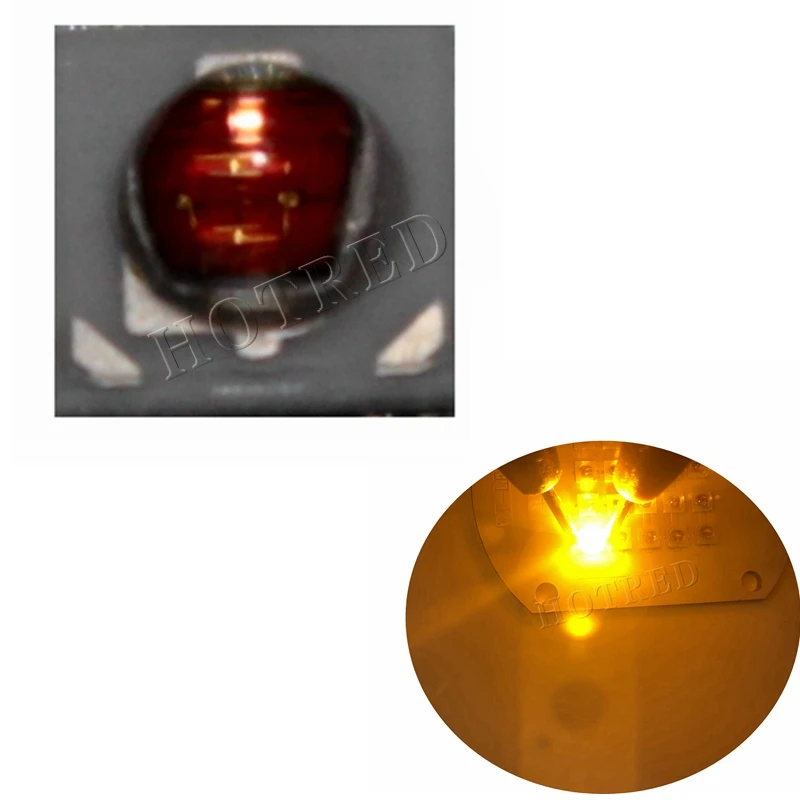 

50PCS/lot 1W 3W 3535 SMD High Power Amber Yellow LED diode Chip light emitter yellow 590NM to 595NM instead of CREE XPE XP-E led
