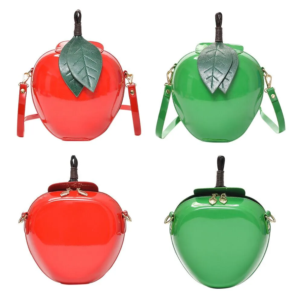 

Fashion ladies bag cute cartoon bag apple shape shoulder bag girls mini Messenger bag personality wallet Apple HandbagY419