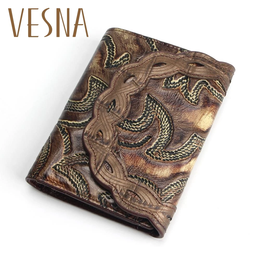 

Hot Selling Genuine Leather Wallet Women Around Purse Flower Pattern Lady Wallets Bags Handbags,