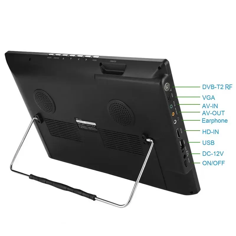  JUNKE HD Portable TV 14 Inch Digital And Analog Led Televisions Support TF Card USB Audio Video Pla