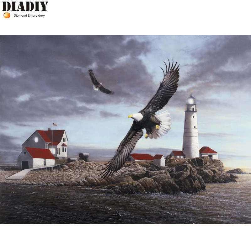 

5D Full Diamond Painting Cross Stitch Lighthouse Eagle diy Diamond Embroidery pattern Diamond Mosaic picture rhinestone paste
