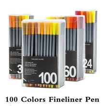 24 v/48/60/72/100 Цвета 0,4 мм файнлайнер на водной основе, разные цвета, чернила маркер для рисования Рисование граффити волокна крюка