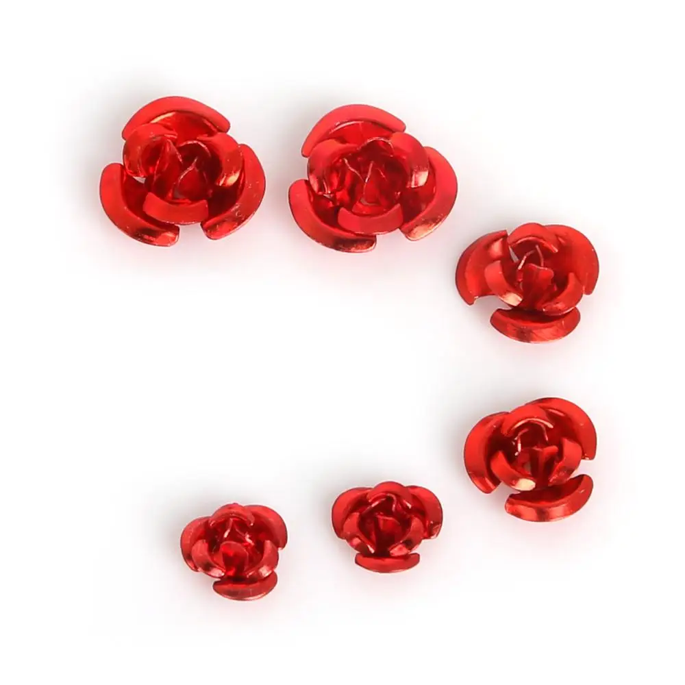 Новое поступление 100 шт алюминиевые бусинки-разделители в виде цветка розы 6 мм 8 мм 12 мм для DIY модных браслетов, ювелирных изделий, рукоделия - Цвет: Red