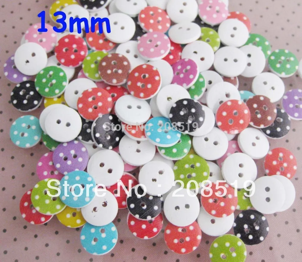 Wb0127 100pcs Mixed Buttons 13mm Sewing Botoes For Children Polka Dots