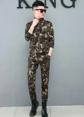 Camouflage for Wen Conjunto Feminino женский хлопковый Повседневный Камуфляжный/армейский зеленый костюм мужской комплект из двух предметов одежда для пар размера плюс 3XL 4XL 5XL - Цвет: Camouflage for Wen
