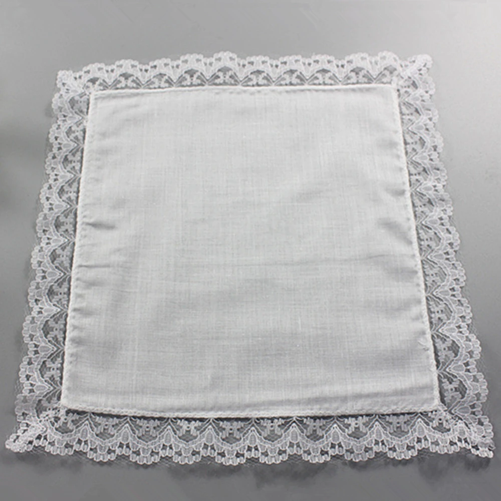 20Pcs Pure White Hankerchiefs Cotton Handkerchiefs Women Men 23cm*25cm Pocket Square Wedding Plain DIY Print Draw Hankies