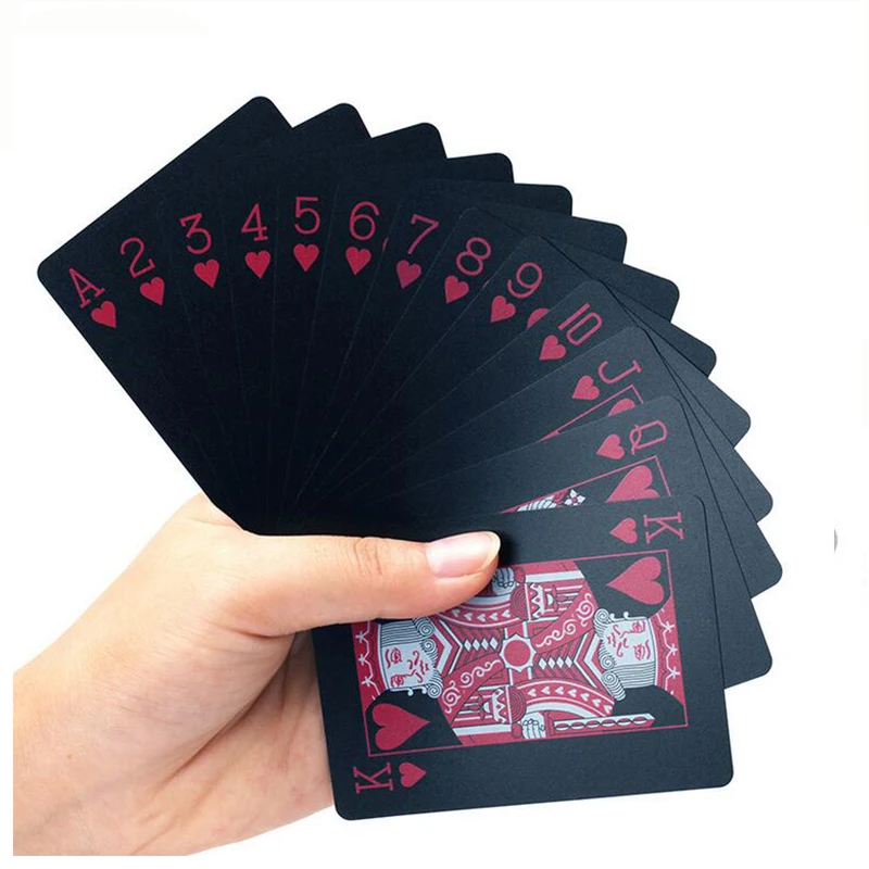55 pcs/deck красный черный водонепроницаемый Прочный ПВХ скраб Тип пластиковые игральные карты Ретро назад полоса магический трюк реквизит