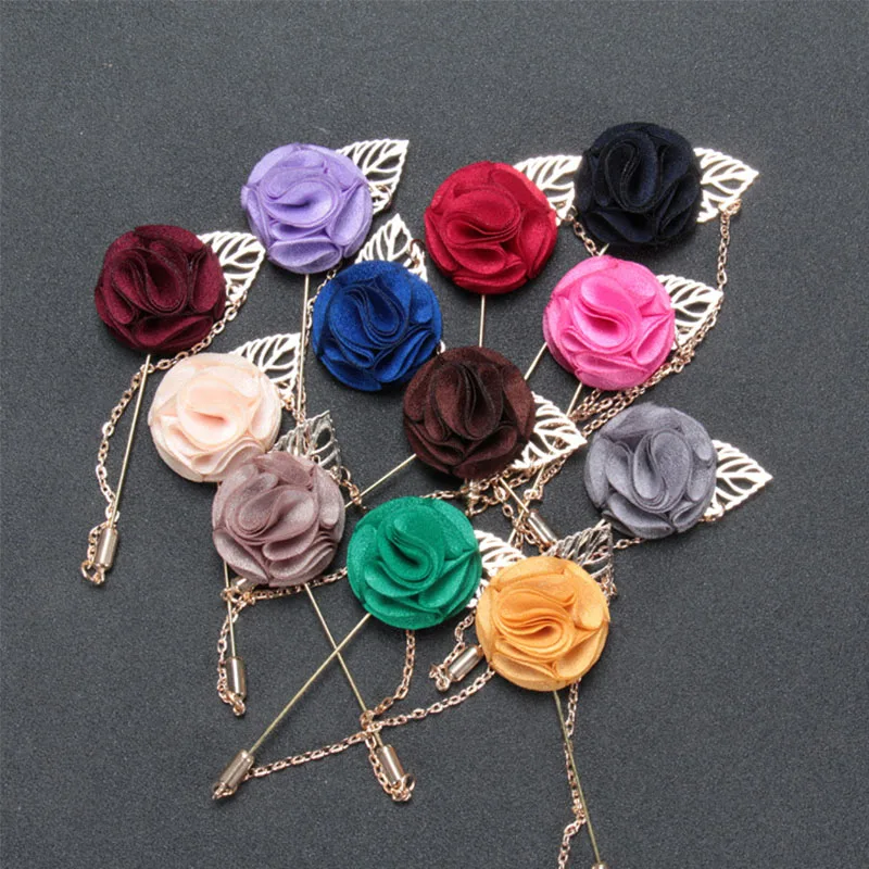 Wholesale Handmade Flower Brooch Insert Long Chain Pin Fashion Mens
