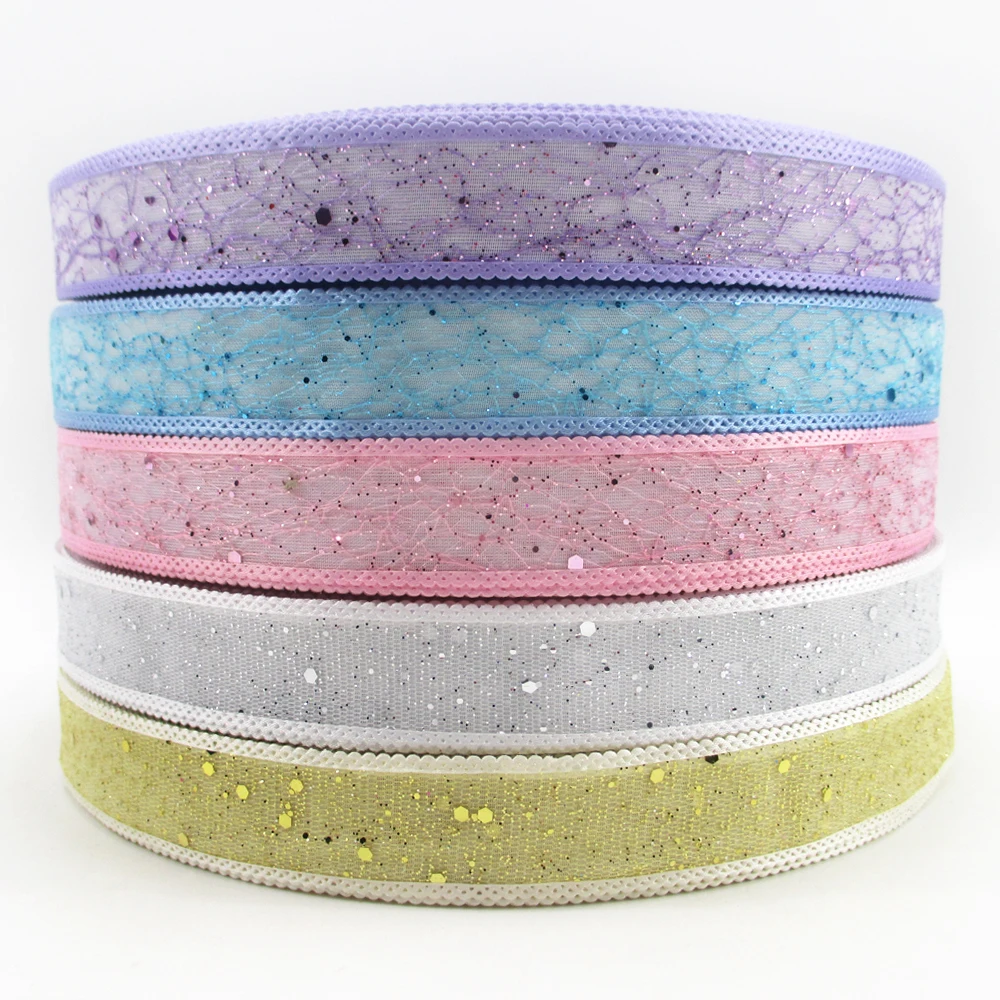 

1" 25mm flowers series glitter sequin organza ribbon 25 yards,DIY handmade materials,wedding gift wrap,25Y51338
