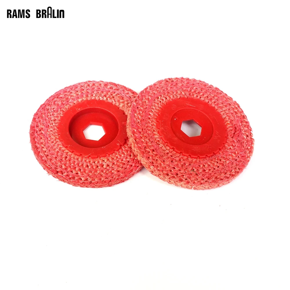 1 piece 4" Red Sisal Buffing Wheel Stainless Steel Metal Coarse