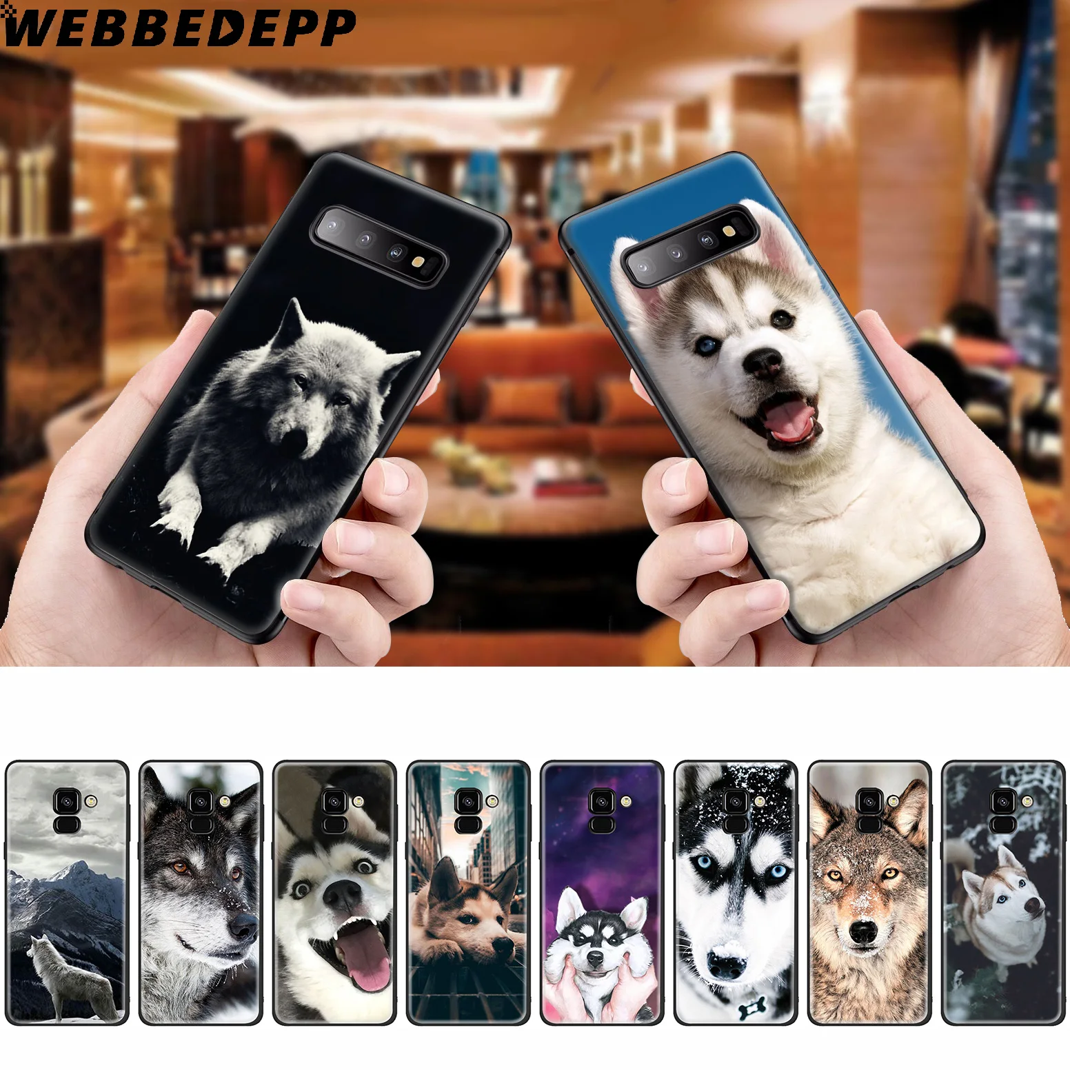 WEBBEDEPP Husky милый простой силиконовый чехол с волком для Samsung Galaxy A3 A5 A6 A7 A8 A9 A10 A20 A30 A40